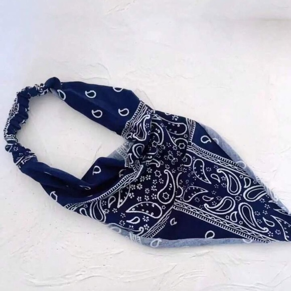 Bundle headband triangle bandana Black red blue Paisley hair scarf wrap boho - Picture 3 of 5